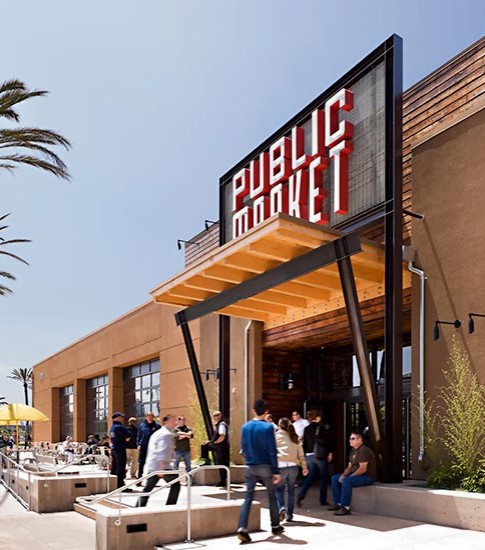 Emeryville Public Market, food hall interior, Emeryville, California, designed as part of the creative team at Pompei A.D.