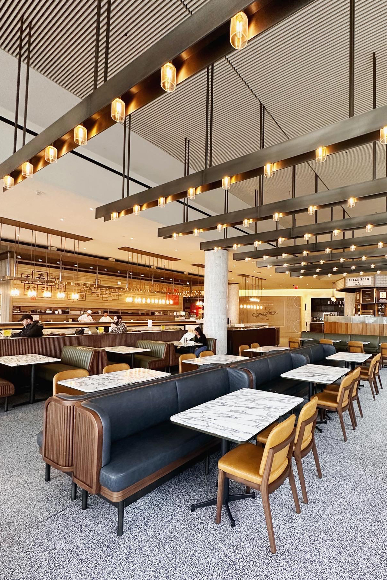 Hudson Eats, food hall interior, Brookfield Place, New York, designed as part of the creative team at AvroKO
